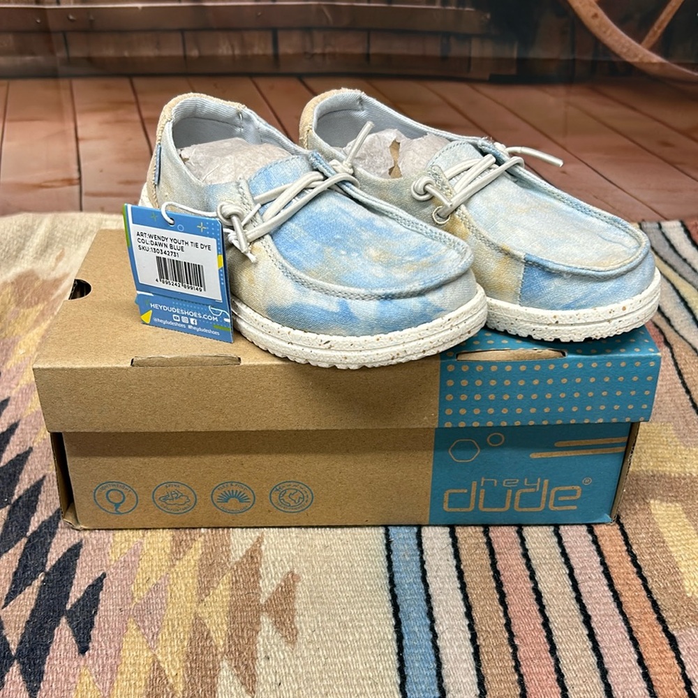 Youth Hey Dude Wendy Tie Dye Dawn Blue Shoe